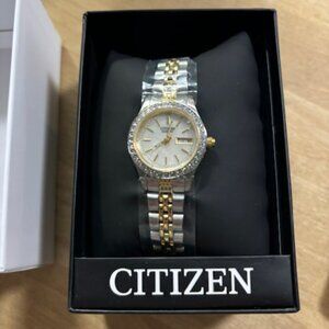 Citizen Ladies' Dress Quartz Stainless Steel Bracelet with Crystals and Day Date
